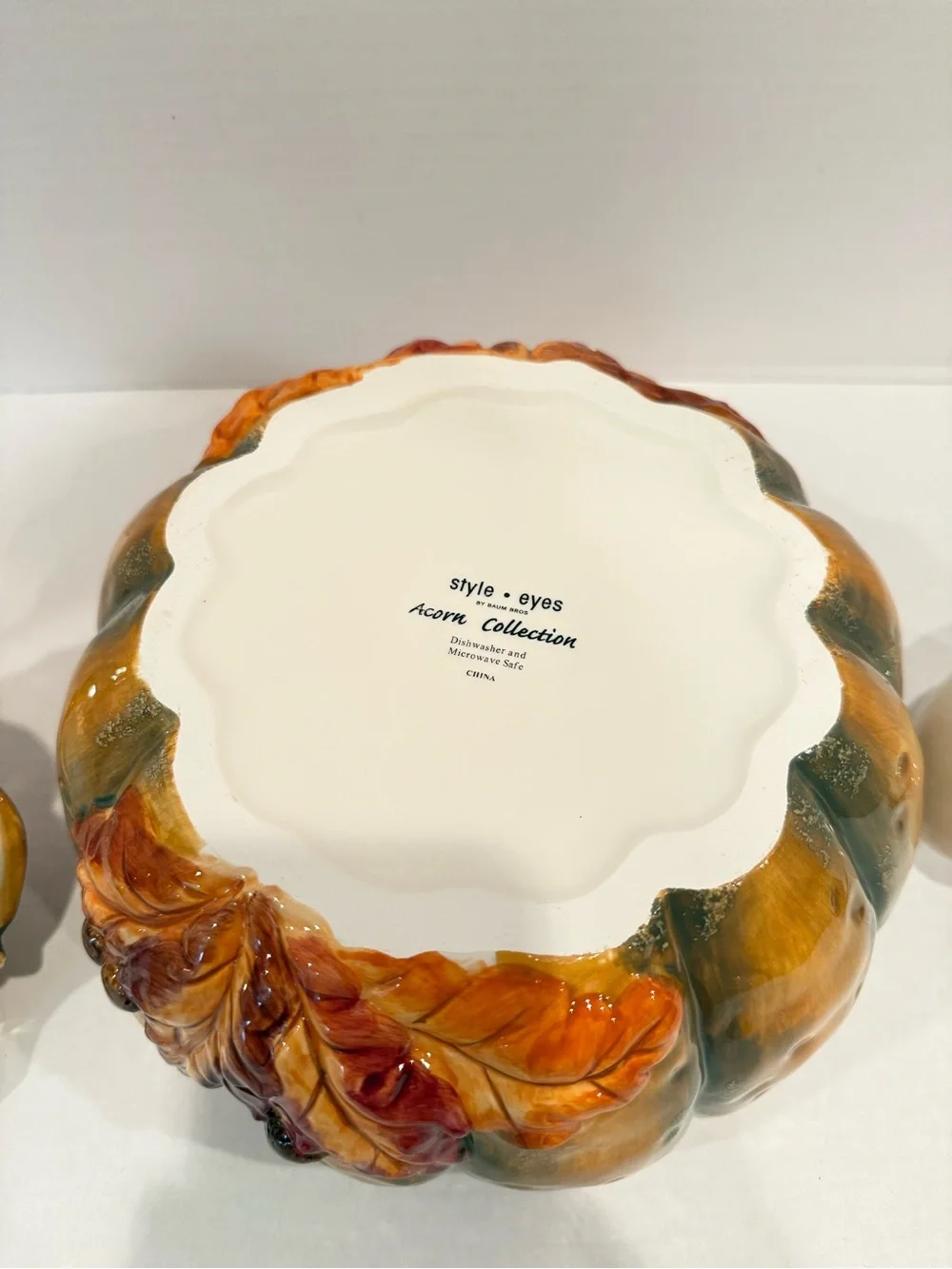 Baum Bros. Pumpkin Soup Tureen in Yellow and Green with Matching Ladle